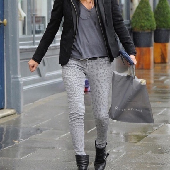 CURRENT/ELLIOT Gray Leopard Stiletto Mid Rise Skinny Jeans - Picture 3 of 12